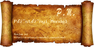 Pöstényi Mendel névjegykártya